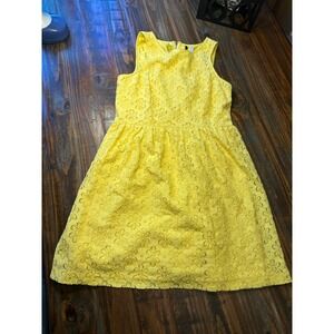 Kensie Yellow Floral Lace Dress Sleeveless Party Casual Outfit Woman's‎ Medium